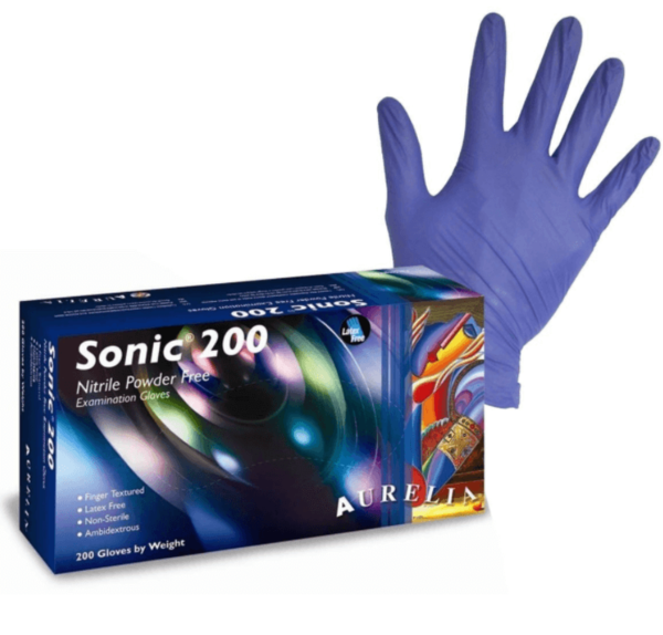 Aurelia SONIC 200 Powder Free Nitrile - 200 Gloves (SMALL / MEDIUM)